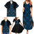 Blue Aotearoa Mangopare Kowhaiwhai and Niho Taniwha Family Matching Summer Maxi Dress and Hawaiian Shirt Maori New Zealand