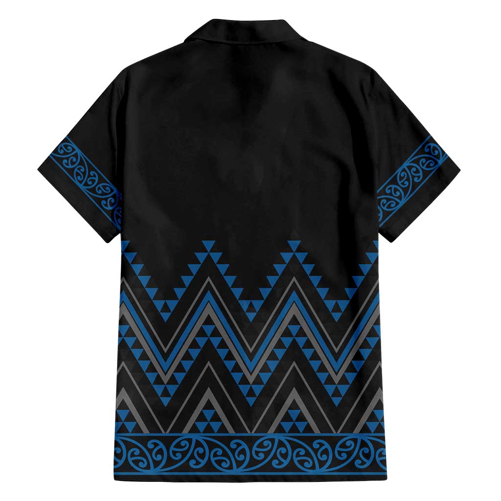 Blue Aotearoa Mangopare Kowhaiwhai and Niho Taniwha Family Matching Tank Maxi Dress and Hawaiian Shirt Maori New Zealand