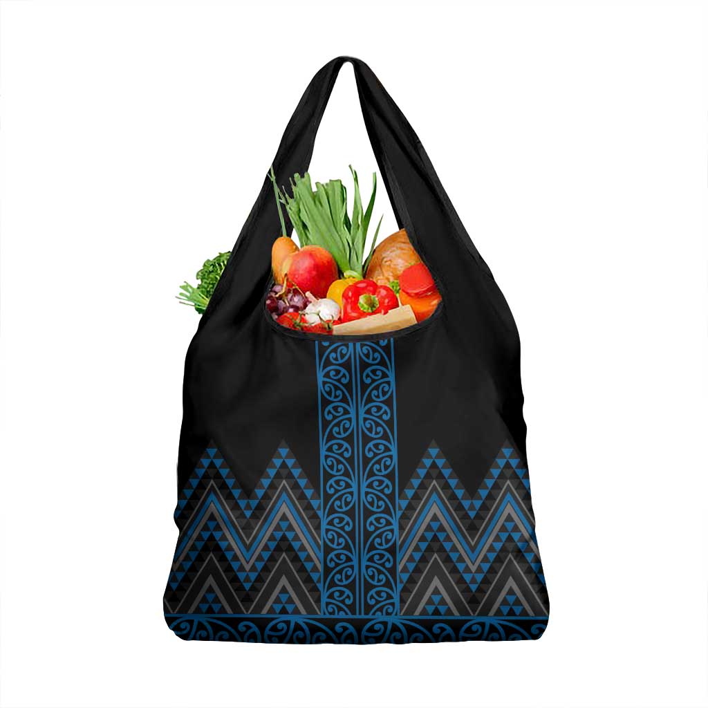 Blue Aotearoa Mangopare Kowhaiwhai and Niho Taniwha Grocery Bag Maori New Zealand