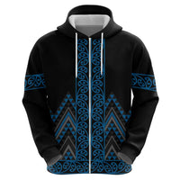 Blue Aotearoa Mangopare Kowhaiwhai and Niho Taniwha Hoodie Maori New Zealand