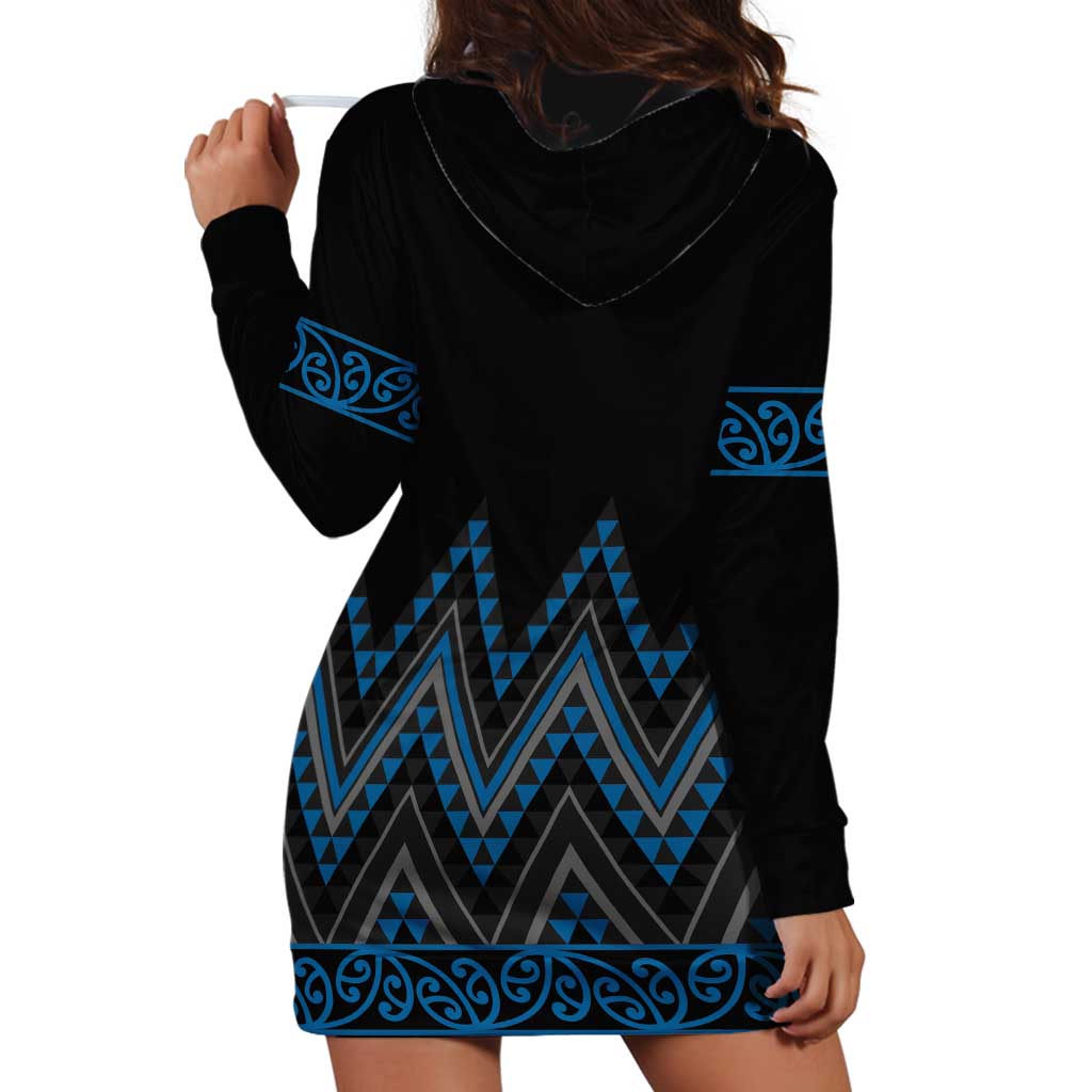 Blue Aotearoa Mangopare Kowhaiwhai and Niho Taniwha Hoodie Dress Maori New Zealand