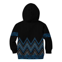 Blue Aotearoa Mangopare Kowhaiwhai and Niho Taniwha Kid Hoodie Maori New Zealand