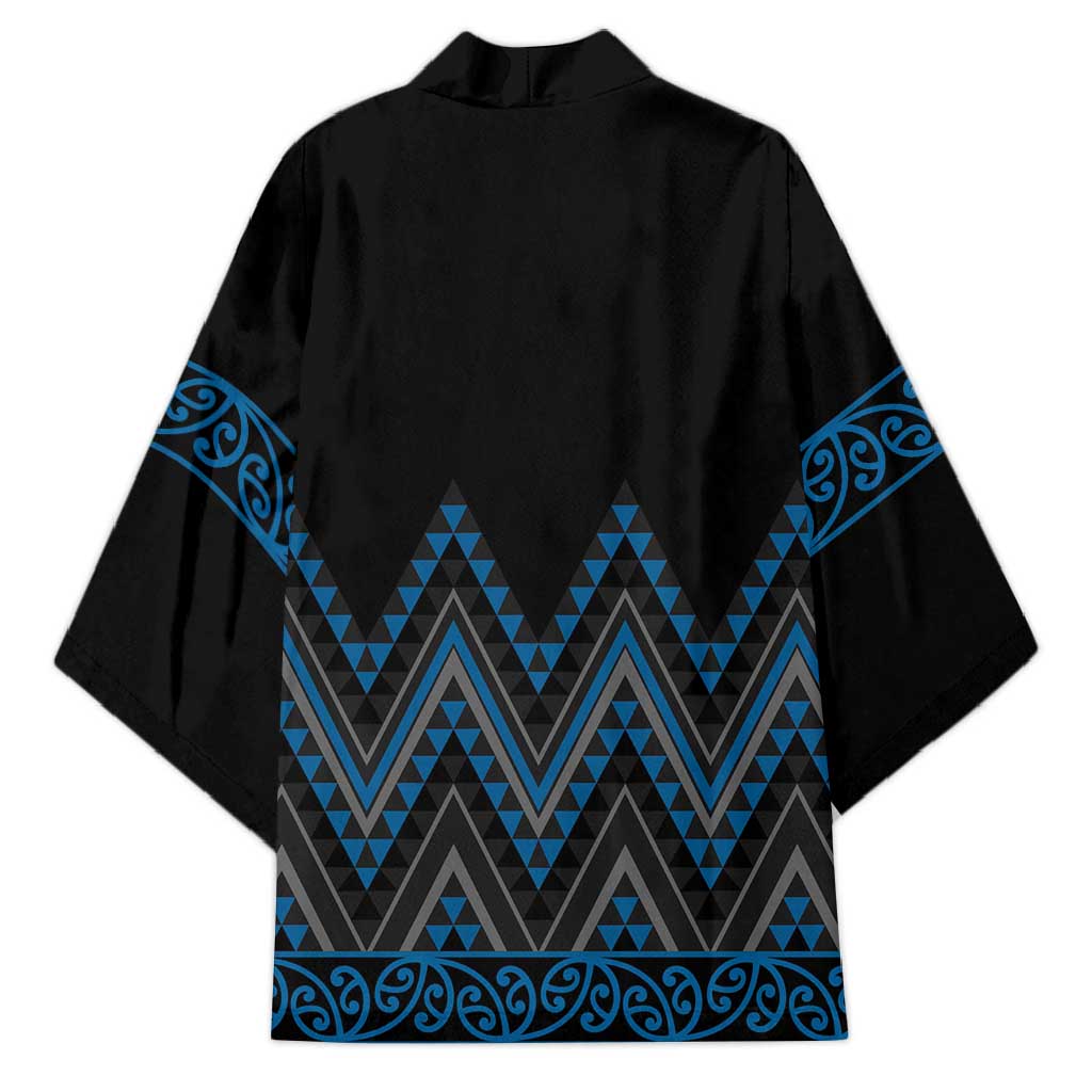 Blue Aotearoa Mangopare Kowhaiwhai Niho Taniwha Kimono Maori New Zealand - Polynesian Pride
