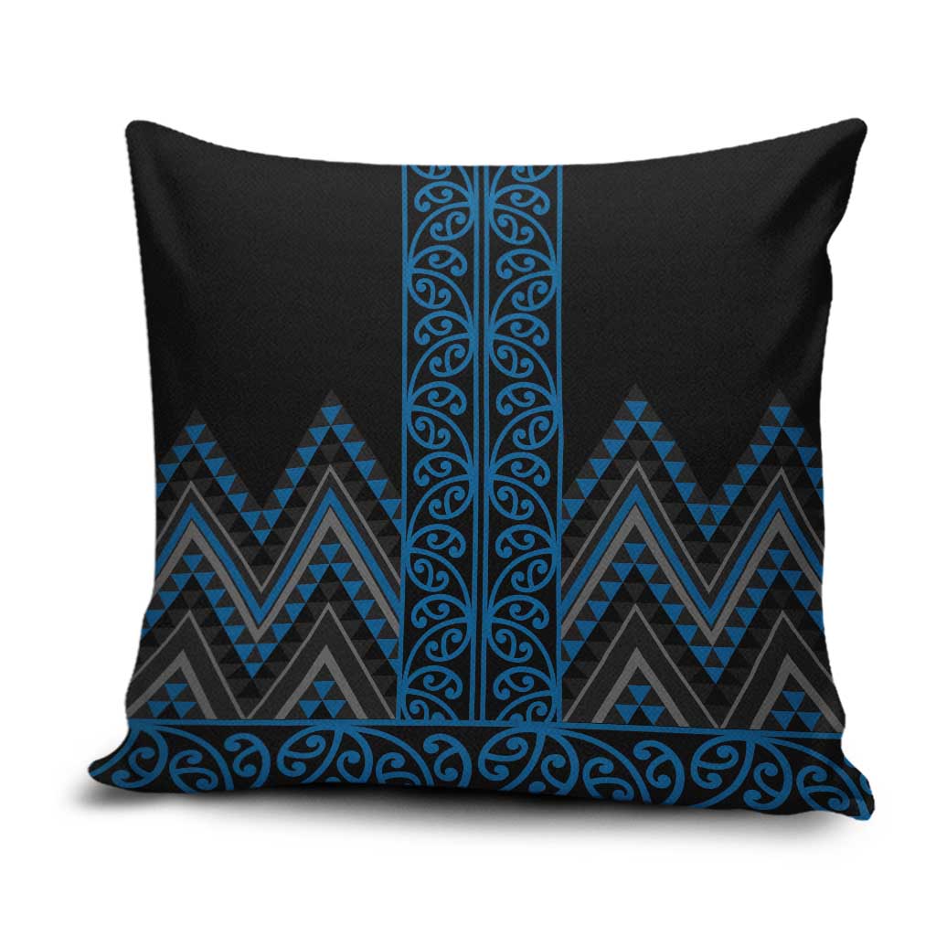 Blue Aotearoa Mangopare Kowhaiwhai Niho Taniwha Pillow Cover Maori New Zealand - Polynesian Pride