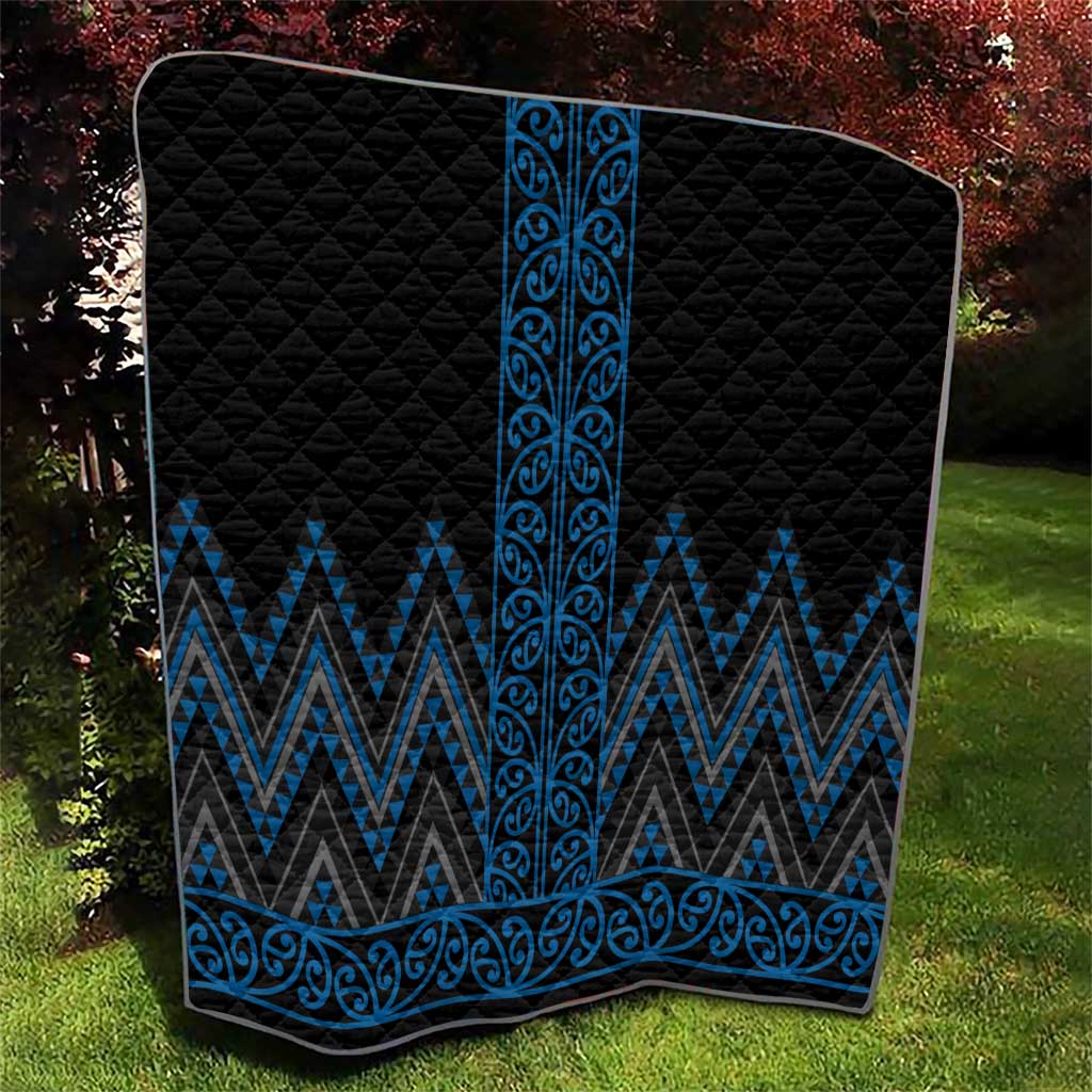 Blue Aotearoa Mangopare Kowhaiwhai and Niho Taniwha Quilt Maori New Zealand