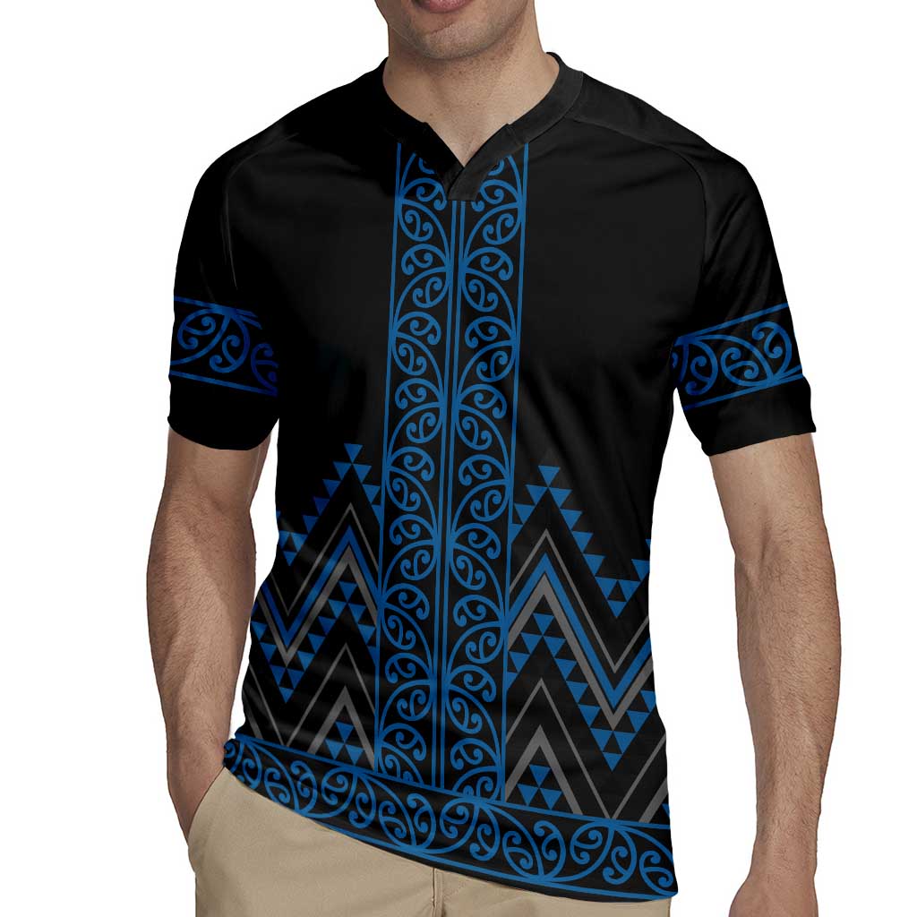 Blue Aotearoa Mangopare Kowhaiwhai and Niho Taniwha Rugby Jersey Maori New Zealand