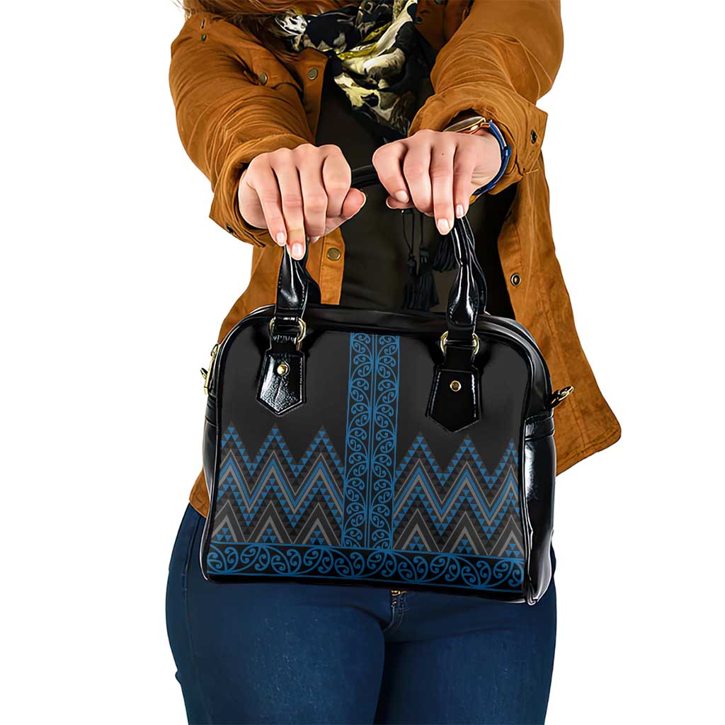 Blue Aotearoa Mangopare Kowhaiwhai and Niho Taniwha Shoulder Handbag Maori New Zealand