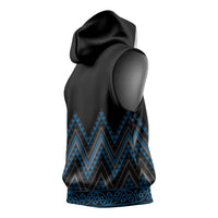 Blue Aotearoa Mangopare Kowhaiwhai Niho Taniwha Sleeveless Hoodie Maori New Zealand - Polynesian Pride