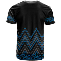 Blue Aotearoa Mangopare Kowhaiwhai and Niho Taniwha T Shirt Maori New Zealand