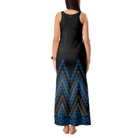 Blue Aotearoa Mangopare Kowhaiwhai and Niho Taniwha Tank Maxi Dress Maori New Zealand