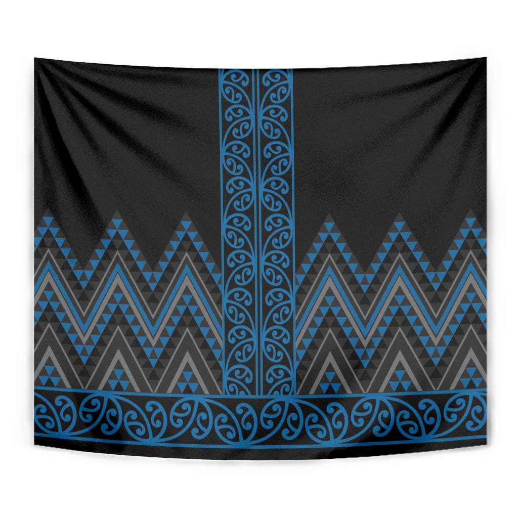 Blue Aotearoa Mangopare Kowhaiwhai and Niho Taniwha Tapestry Maori New Zealand
