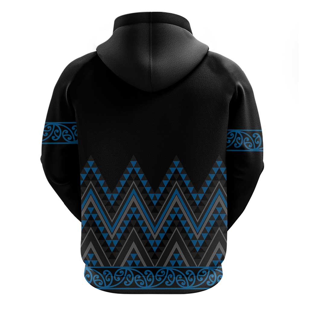 Blue Aotearoa Mangopare Kowhaiwhai and Niho Taniwha Zip Hoodie Maori New Zealand