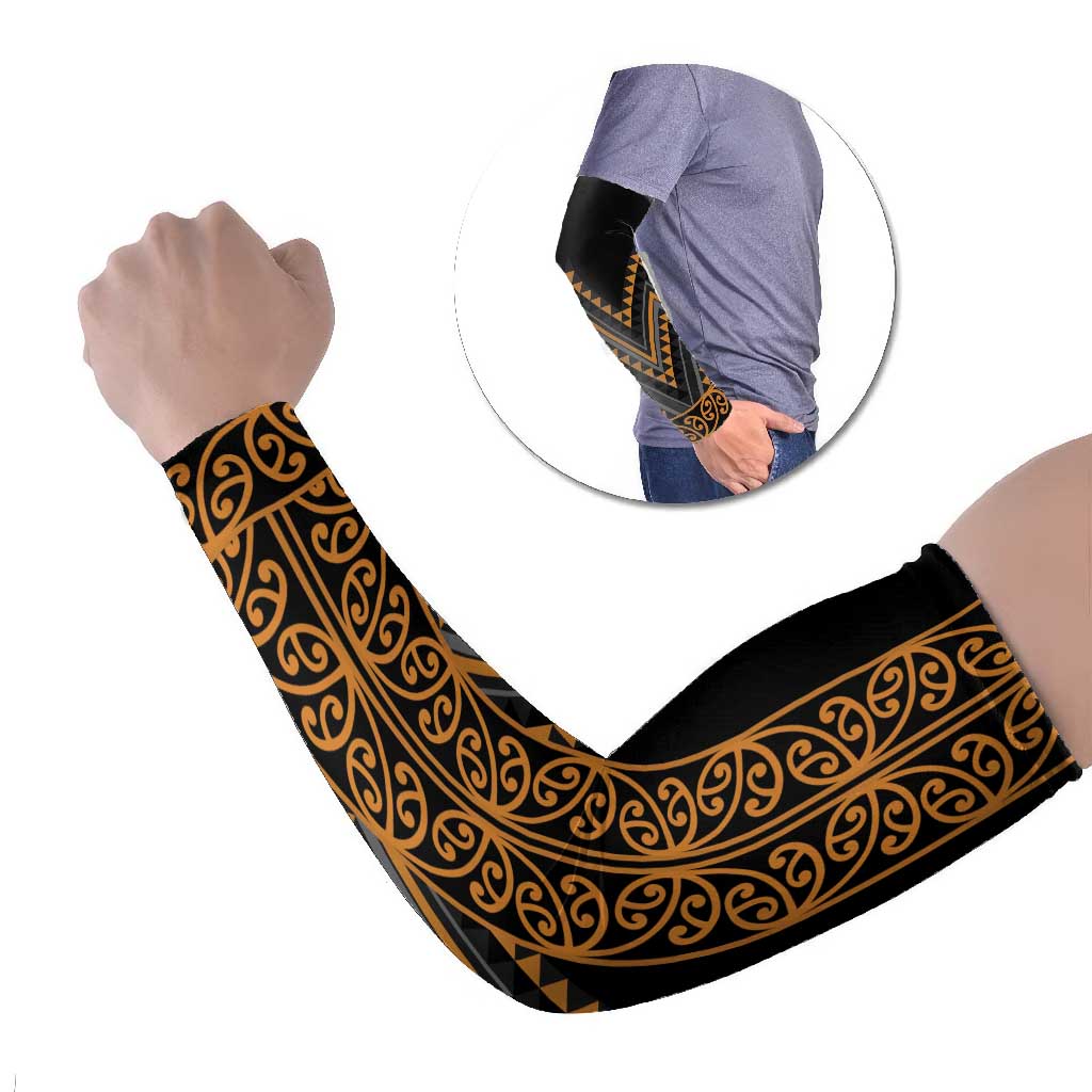 Gold Aotearoa Mangopare Kowhaiwhai Niho Taniwha Arm Sleeves Maori New Zealand - Polynesian Pride