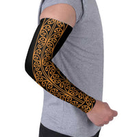 Gold Aotearoa Mangopare Kowhaiwhai Niho Taniwha Arm Sleeves Maori New Zealand - Polynesian Pride
