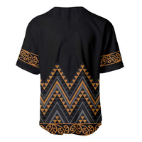 Gold Aotearoa Mangopare Kowhaiwhai and Niho Taniwha Baseball Jersey Maori New Zealand