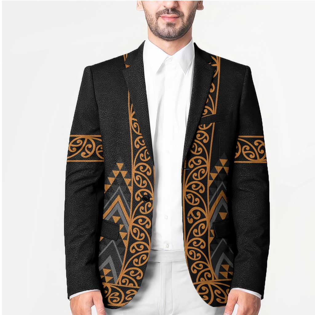 Gold Aotearoa Mangopare Kowhaiwhai Niho Taniwha Blazer Maori New Zealand - Polynesian Pride