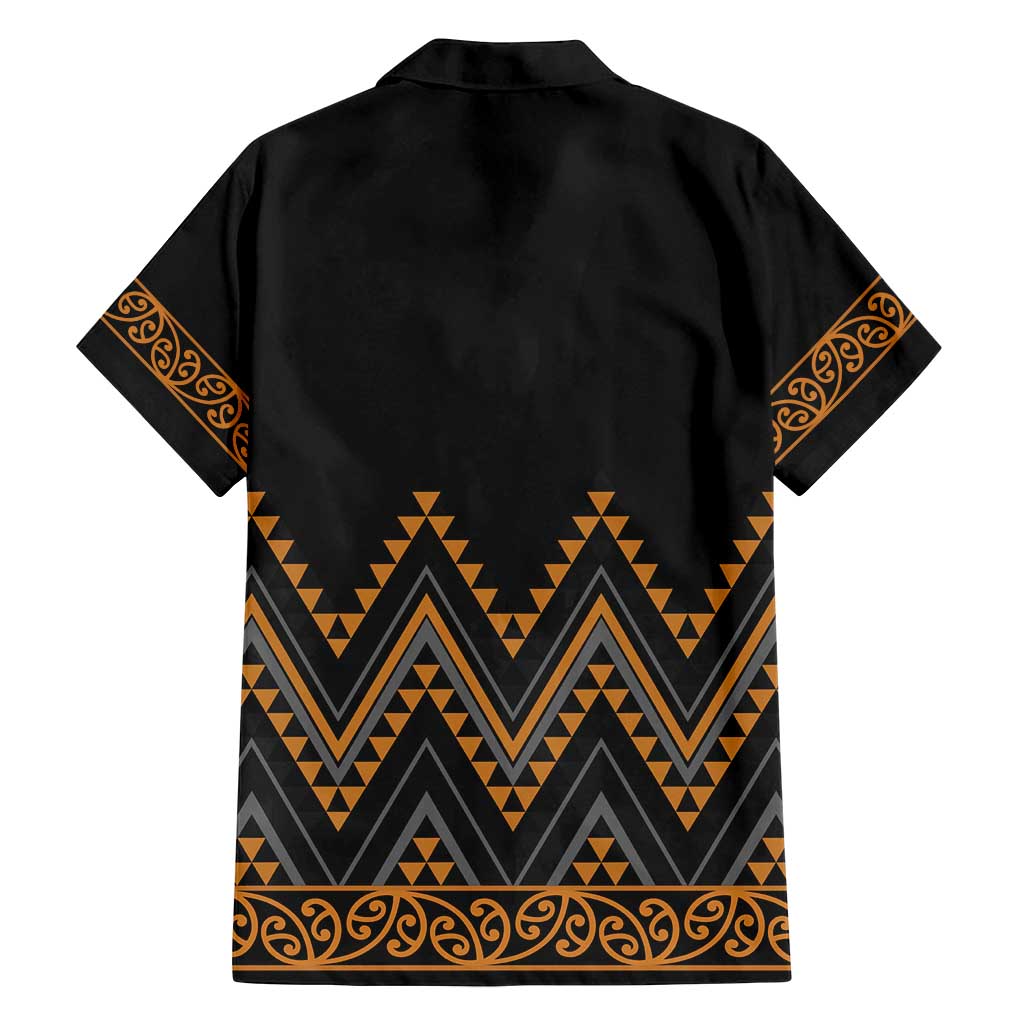 Gold Aotearoa Mangopare Kowhaiwhai and Niho Taniwha Family Matching Long Sleeve Bodycon Dress and Hawaiian Shirt Maori New Zealand
