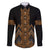 Gold Aotearoa Mangopare Kowhaiwhai and Niho Taniwha Family Matching Off Shoulder Short Dress and Hawaiian Shirt Maori New Zealand