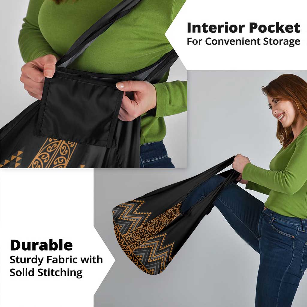 Gold Aotearoa Mangopare Kowhaiwhai and Niho Taniwha Grocery Bag Maori New Zealand