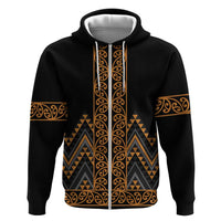 Gold Aotearoa Mangopare Kowhaiwhai and Niho Taniwha Hoodie Maori New Zealand