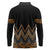 Gold Aotearoa Mangopare Kowhaiwhai and Niho Taniwha Long Sleeve Polo Shirt Maori New Zealand