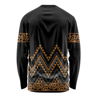 Gold Aotearoa Mangopare Kowhaiwhai and Niho Taniwha Long Sleeve Shirt Maori New Zealand