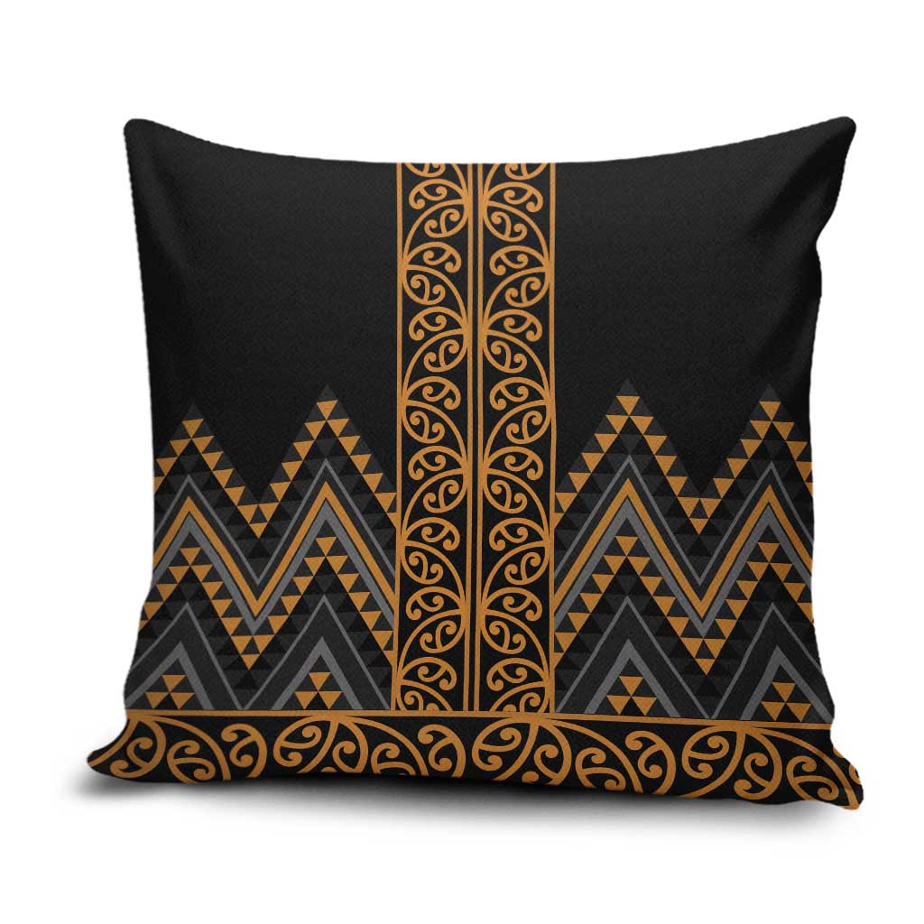 Gold Aotearoa Mangopare Kowhaiwhai Niho Taniwha Pillow Cover Maori New Zealand - Polynesian Pride