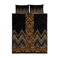 Gold Aotearoa Mangopare Kowhaiwhai and Niho Taniwha Quilt Bed Set Maori New Zealand