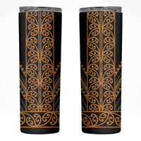 Gold Aotearoa Mangopare Kowhaiwhai and Niho Taniwha Skinny Tumbler Maori New Zealand