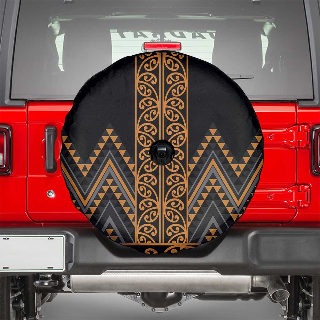 Gold Aotearoa Mangopare Kowhaiwhai and Niho Taniwha Spare Tire Cover Maori New Zealand