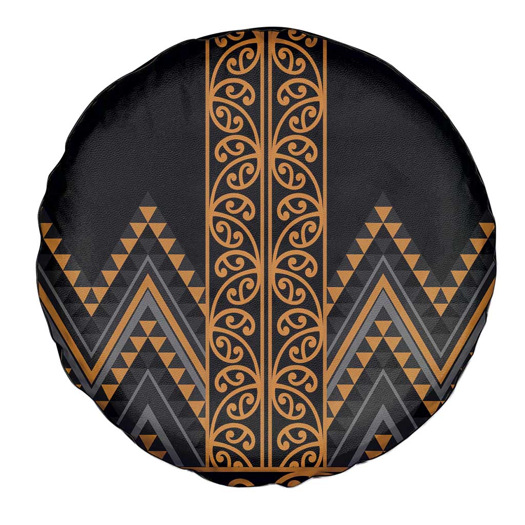 Gold Aotearoa Mangopare Kowhaiwhai and Niho Taniwha Spare Tire Cover Maori New Zealand
