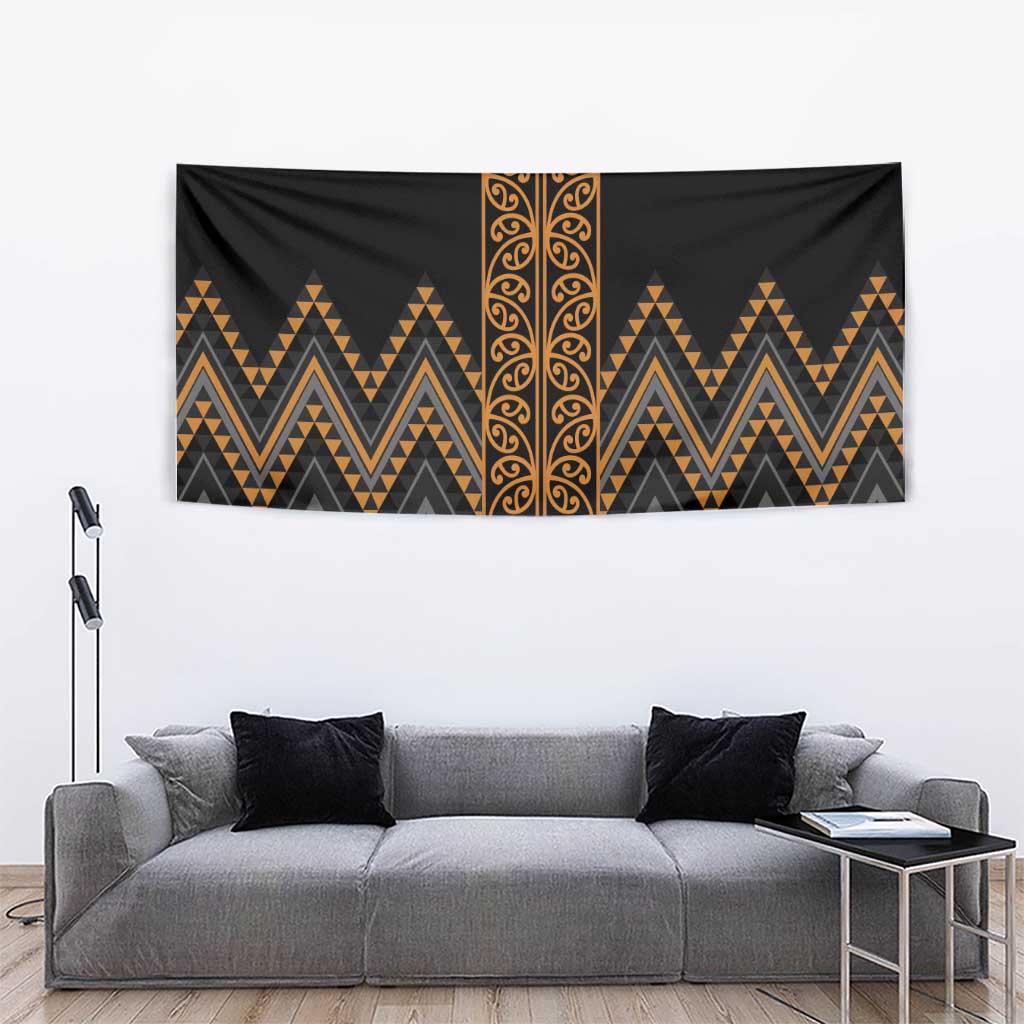 Gold Aotearoa Mangopare Kowhaiwhai and Niho Taniwha Tapestry Maori New Zealand