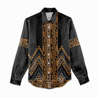 Gold Aotearoa Mangopare Kowhaiwhai and Niho Taniwha Women Casual Shirt Maori New Zealand