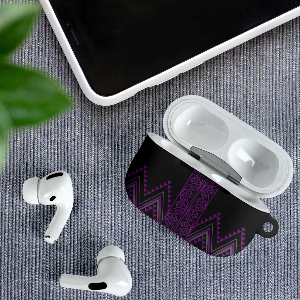 Purple Aotearoa Mangopare Kowhaiwhai Niho Taniwha AirPods Case Maori New Zealand - Polynesian Pride