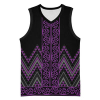 Purple Aotearoa Mangopare Kowhaiwhai Niho Taniwha Basketball Jersey Maori New Zealand - Polynesian Pride