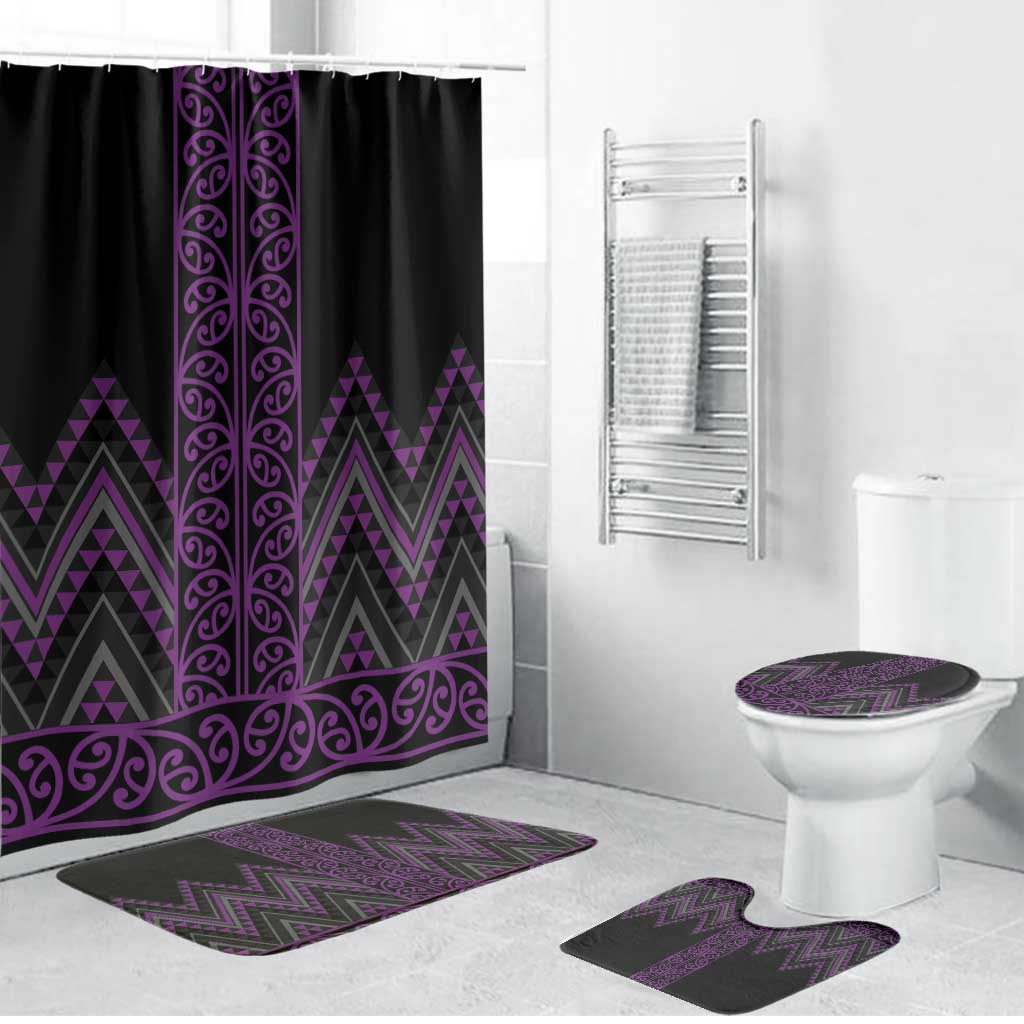Purple Aotearoa Mangopare Kowhaiwhai Niho Taniwha Bathroom Set Maori New Zealand - Polynesian Pride