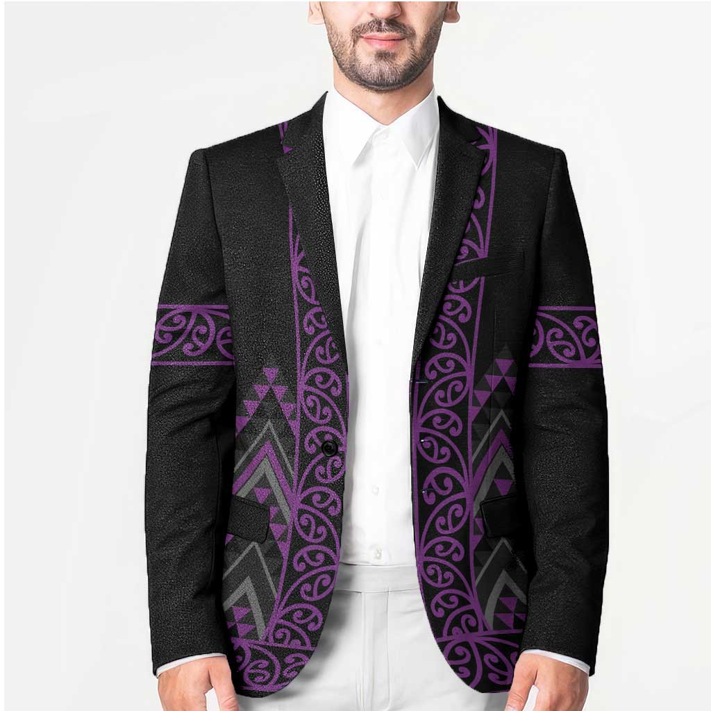 Purple Aotearoa Mangopare Kowhaiwhai Niho Taniwha Blazer Maori New Zealand - Polynesian Pride