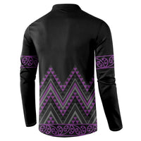 Purple Aotearoa Mangopare Kowhaiwhai and Niho Taniwha Button Sweatshirt Maori New Zealand
