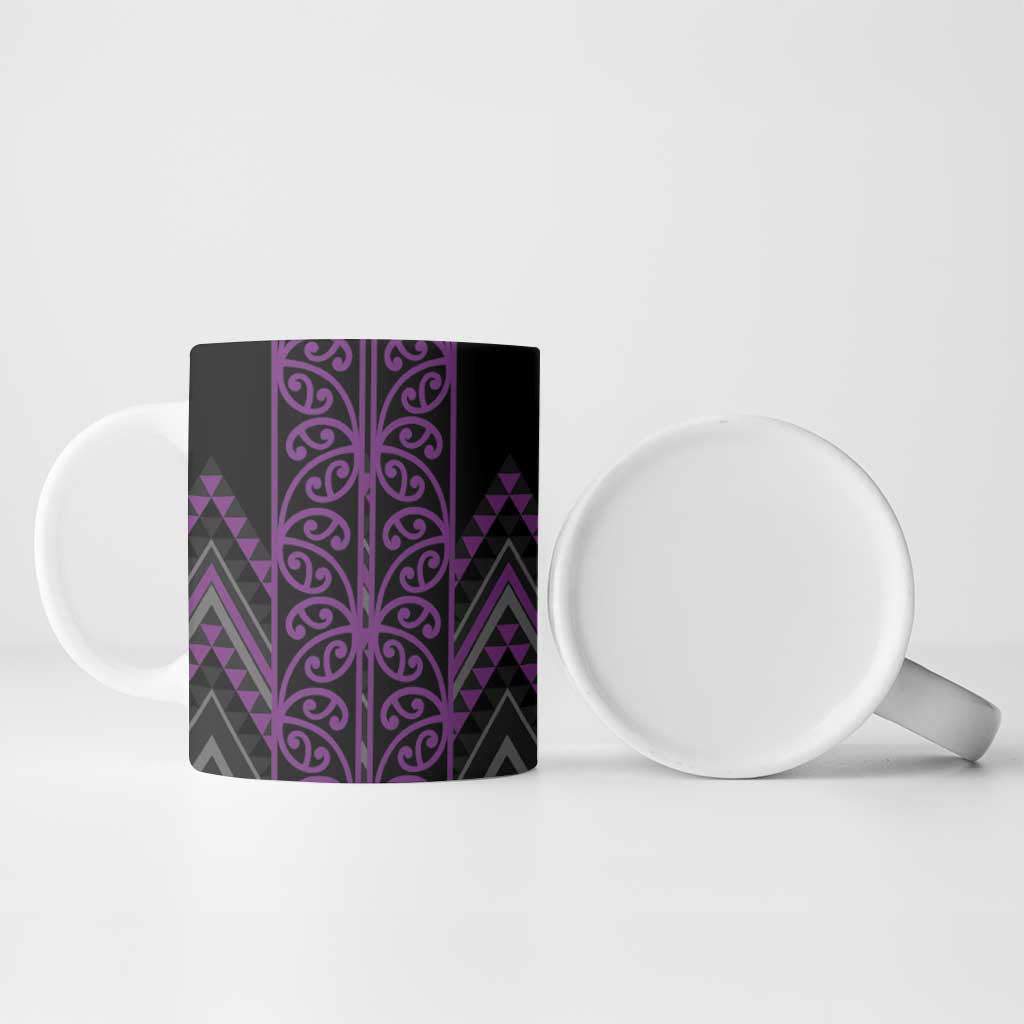 Purple Aotearoa Mangopare Kowhaiwhai Niho Taniwha Ceramic Mug Maori New Zealand - Polynesian Pride