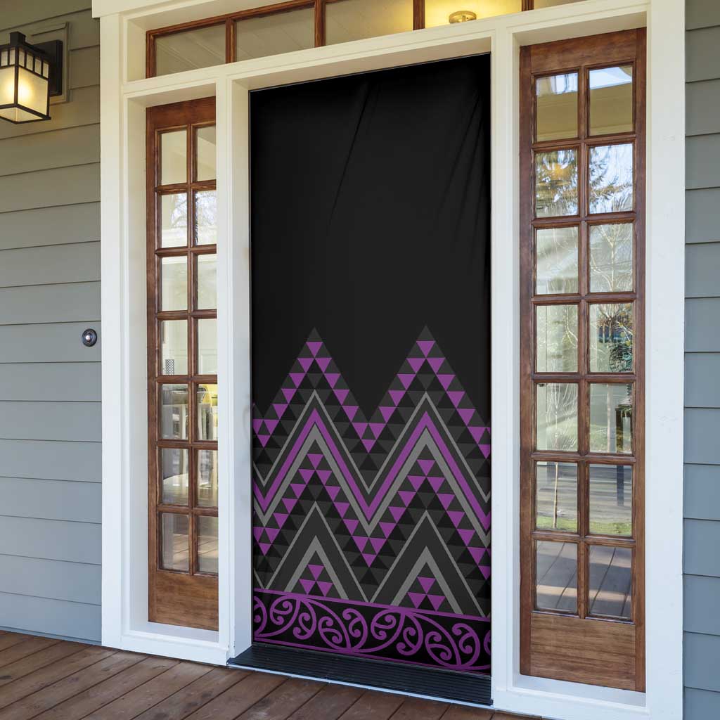 Purple Aotearoa Mangopare Kowhaiwhai Niho Taniwha Door Cover Maori New Zealand - Polynesian Pride
