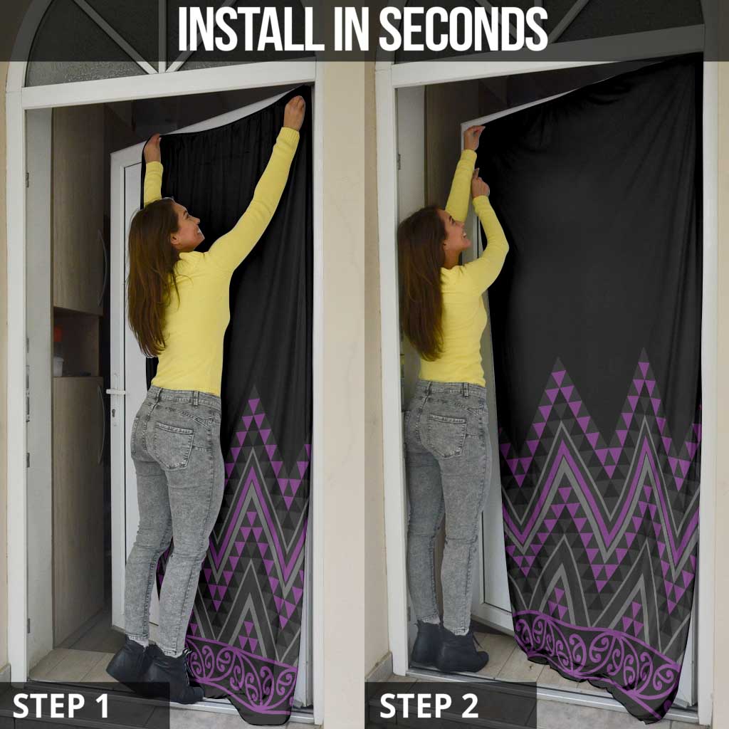 Purple Aotearoa Mangopare Kowhaiwhai Niho Taniwha Door Cover Maori New Zealand - Polynesian Pride