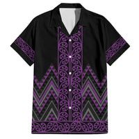Purple Aotearoa Mangopare Kowhaiwhai and Niho Taniwha Family Matching Long Sleeve Bodycon Dress and Hawaiian Shirt Maori New Zealand