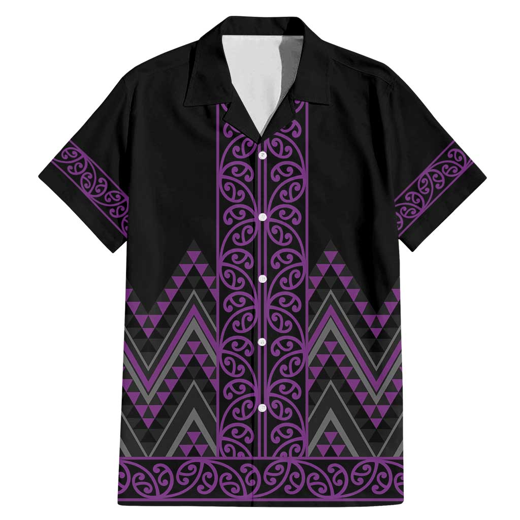 Purple Aotearoa Mangopare Kowhaiwhai and Niho Taniwha Family Matching Mermaid Dress and Hawaiian Shirt Maori New Zealand