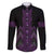 Purple Aotearoa Mangopare Kowhaiwhai and Niho Taniwha Family Matching Off Shoulder Short Dress and Hawaiian Shirt Maori New Zealand