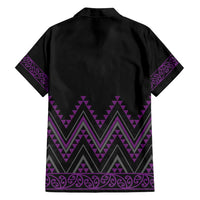 Purple Aotearoa Mangopare Kowhaiwhai and Niho Taniwha Family Matching Puletasi and Hawaiian Shirt Maori New Zealand