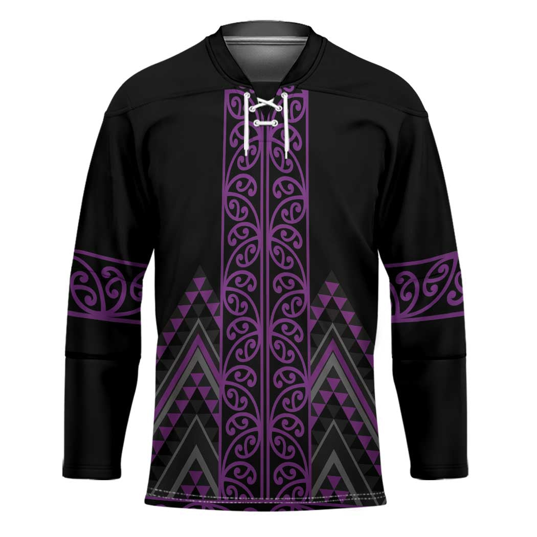 Purple Aotearoa Mangopare Kowhaiwhai Niho Taniwha Hockey Jersey Maori New Zealand - Polynesian Pride