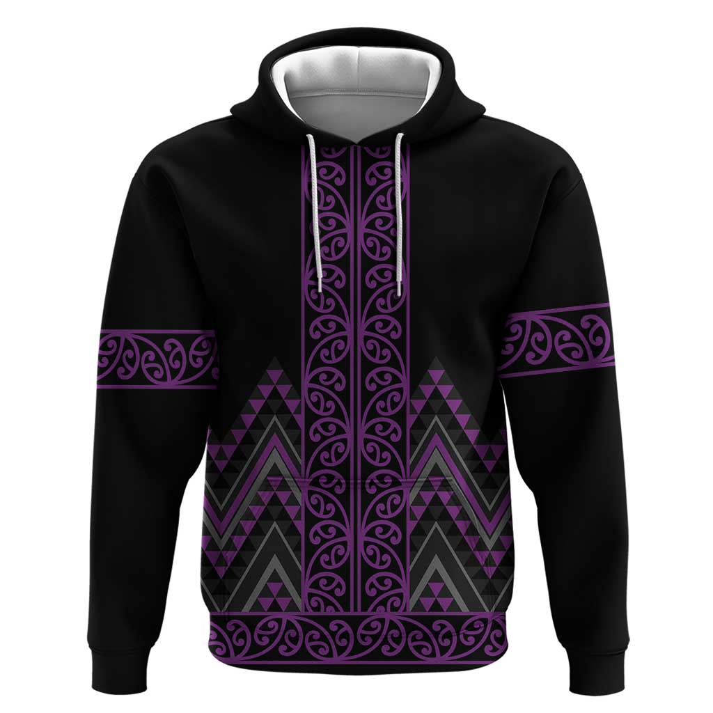 Purple Aotearoa Mangopare Kowhaiwhai and Niho Taniwha Hoodie Maori New Zealand