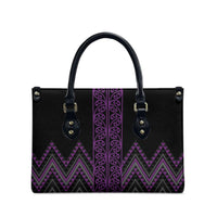Purple Aotearoa Mangopare Kowhaiwhai Niho Taniwha Leather Bag Maori New Zealand - Polynesian Pride