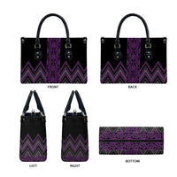 Purple Aotearoa Mangopare Kowhaiwhai Niho Taniwha Leather Bag Maori New Zealand - Polynesian Pride