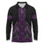 Purple Aotearoa Mangopare Kowhaiwhai and Niho Taniwha Long Sleeve Polo Shirt Maori New Zealand